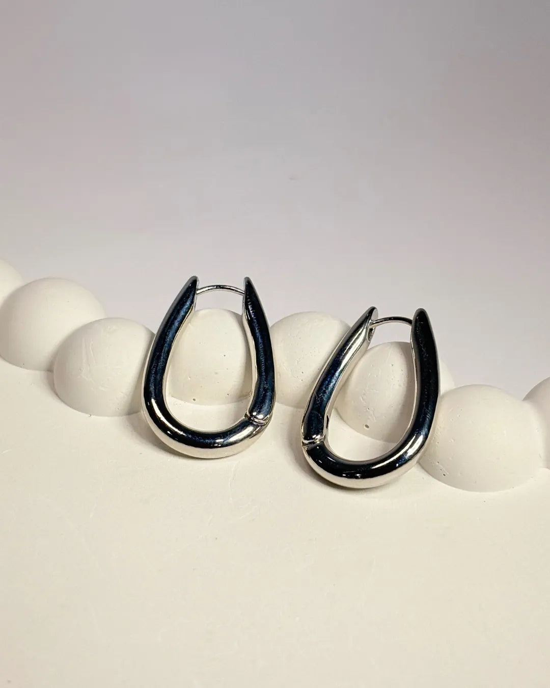 Silver U Hoop Earring