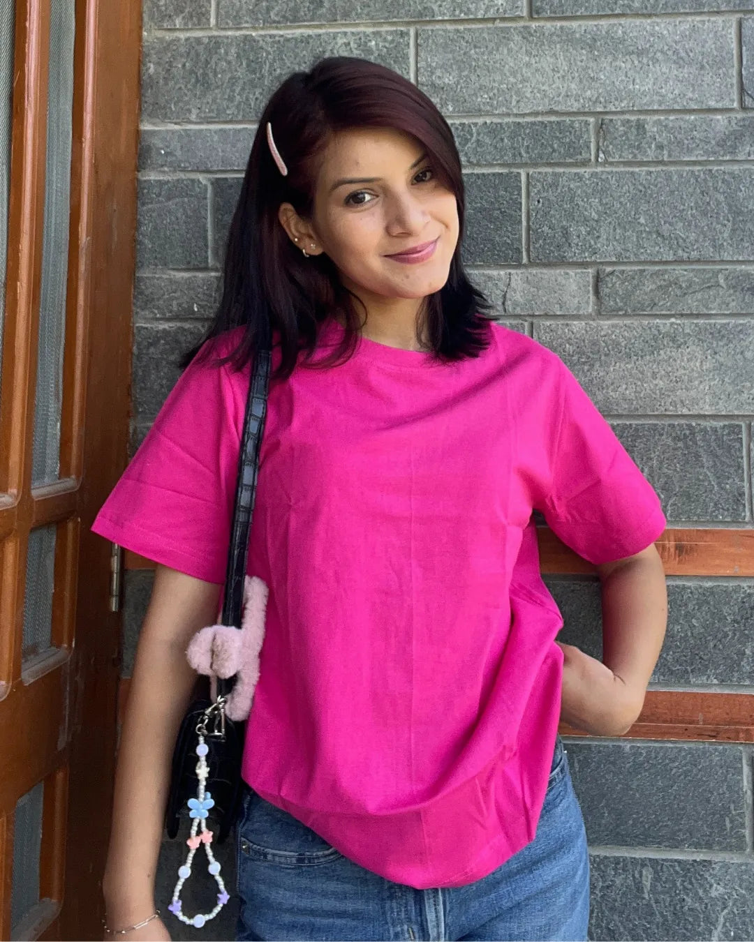 Hot Pink Plain T-Shirt