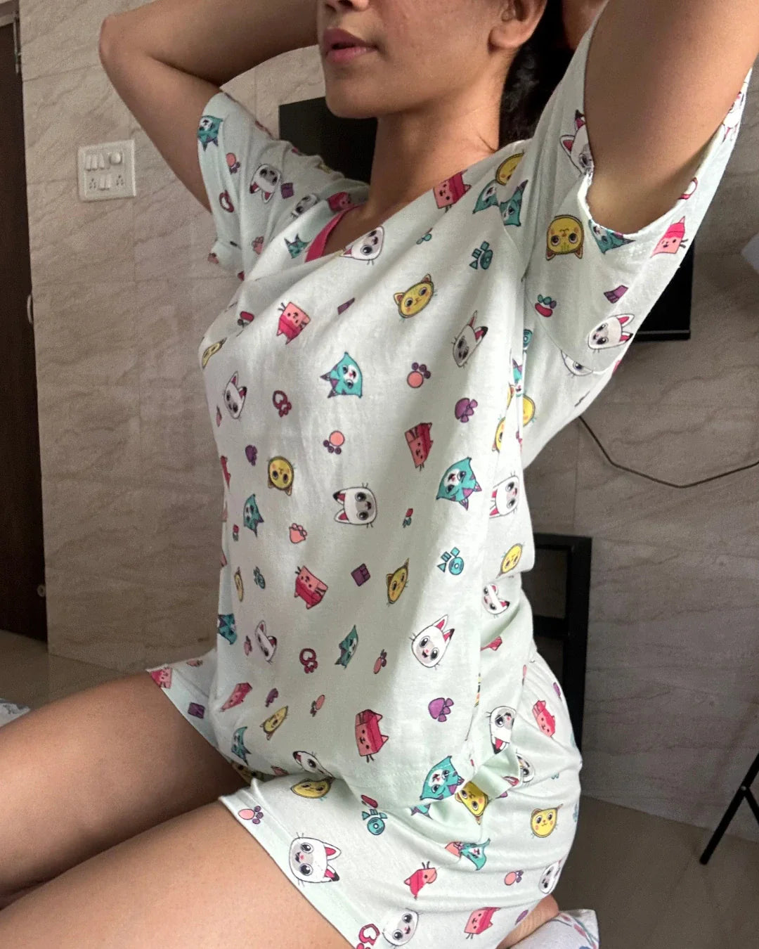 Kitty Cotton Shorts Set