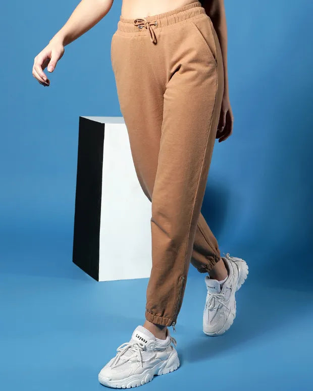 Brown Zip Joggers
