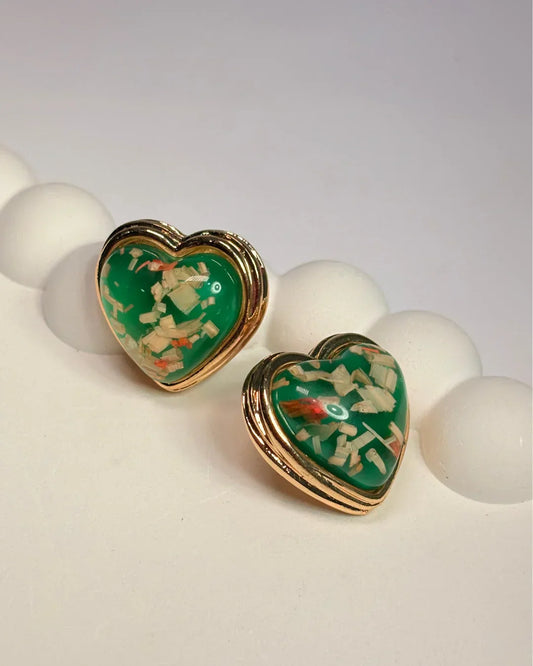 Forrest Heart Confetti Studs