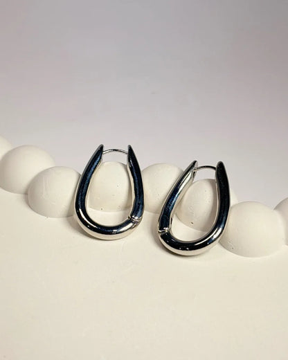Silver U Hoop Earring