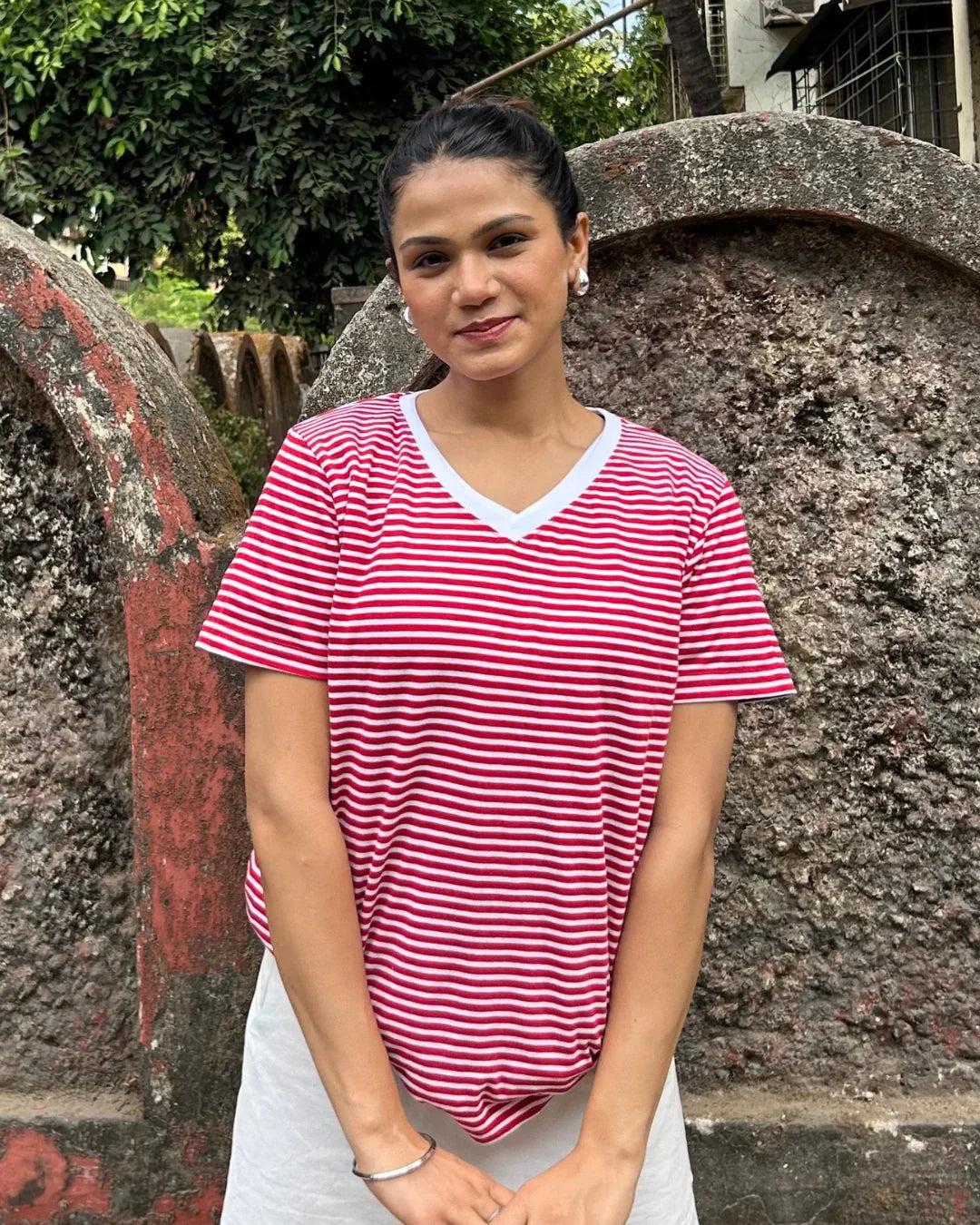 R&W Stripe V-Neck T-Shirt