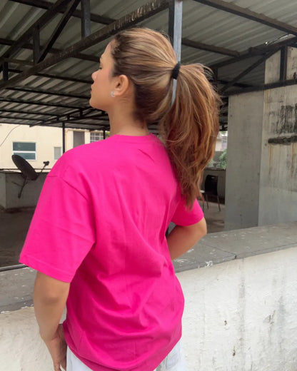 Hot Pink Plain Oversized T-Shirt