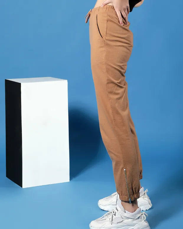 Brown Zip Joggers