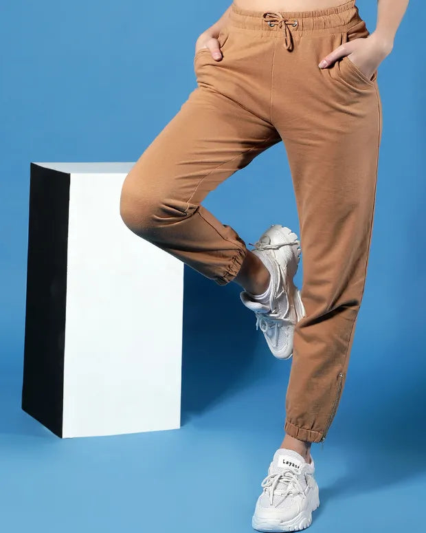 Brown Zip Joggers