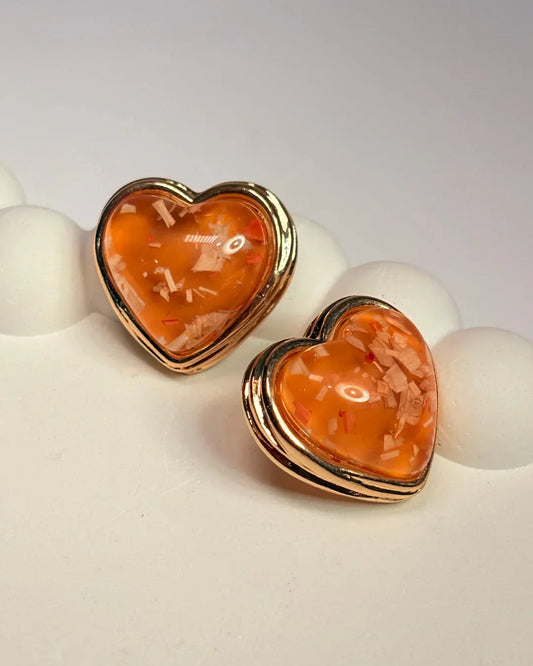 Sunset Heart Confetti Studs
